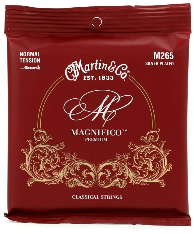 Martin M265 Magnifico Premium Silver-Plated, Tie End Classical Crystal Nylon Strings - Normal Tension