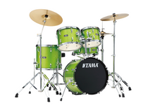 Load image into Gallery viewer, Tama ST52H5CLGS Stagestar 5 Piece Complete Drum Set with Stands and Throne Lime Green Sparkle