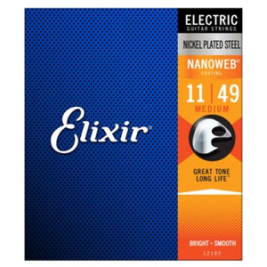 Elixir Nanoweb Nickel Plated Medium Electric Guitar Strings - 11/49