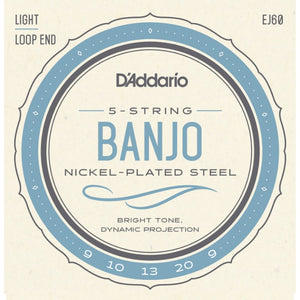 D'Addarrio EJ60 Nickel Plated Banjo Strings - Light