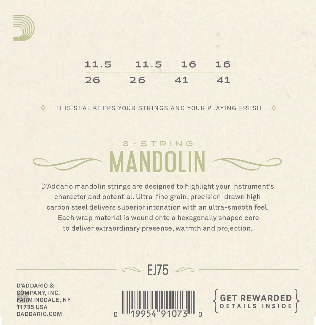D'Addario EJ75 Phosphor Bronze Mandolin Strings - 11.5-41