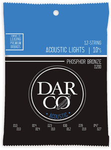 Darco D200 Phosphor Bronze 12-String Acoustic Guitar Strings - Light