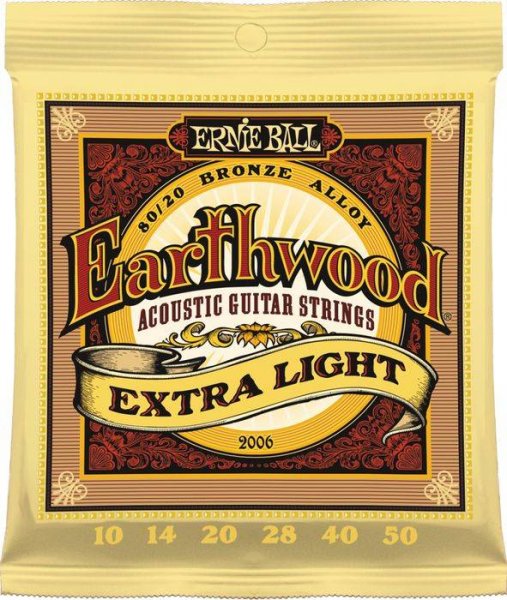 Ernie Ball 2006 Earthwood 80/20 Bronze Acoustic Guitar Strings - Extra Light, 10/50 Main image