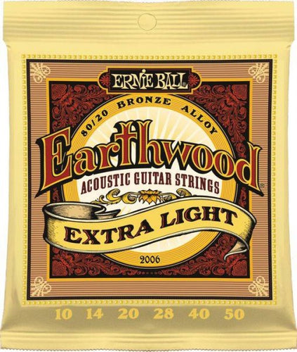 Ernie Ball 2006 Earthwood 80/20 Bronze Acoustic Guitar Strings - Extra Light, 10/50