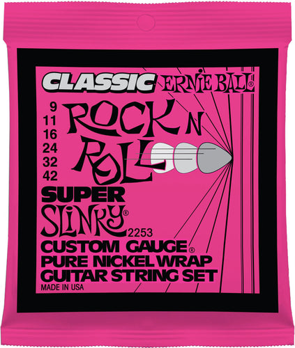 Ernie Ball 2253 Classic Rock n Roll Super Slinky Nickel Wound Electric Guitar Strings, 09-42