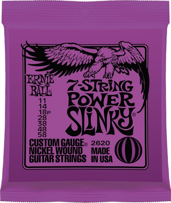 Ernie Ball 2620 7-String Power Slinky Nickel Wound Electric Guitar Strings, 11-58 Main image