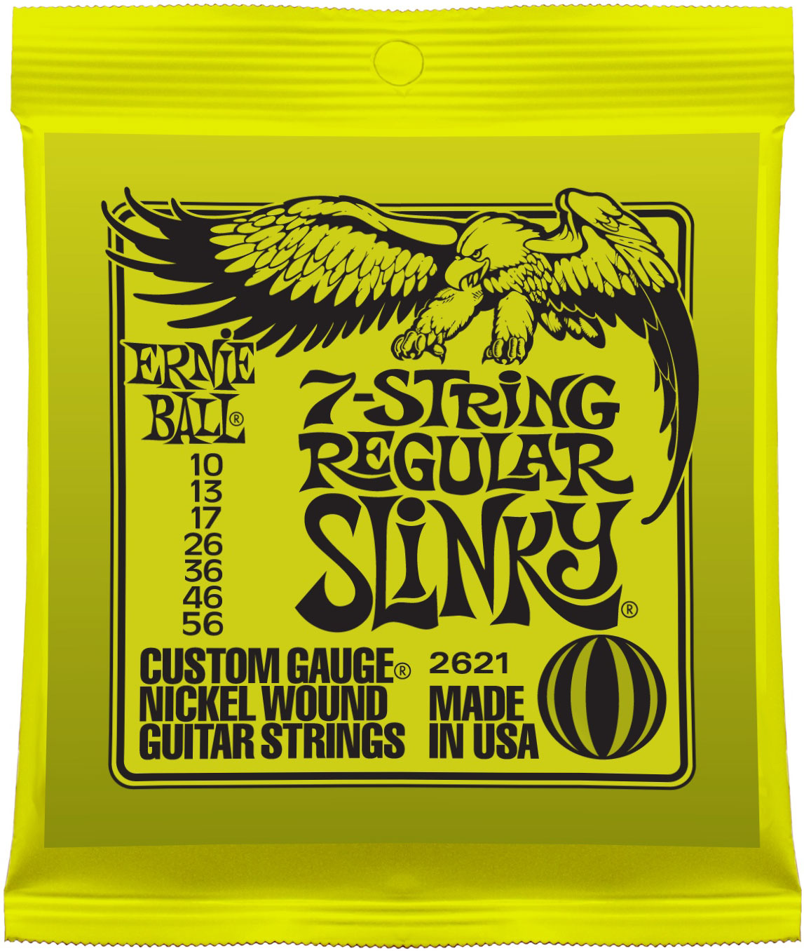 Ernie Ball 2621 7-String Regular Slinky Nickel Wound Electric Guitar Strings, 10-56 Main image