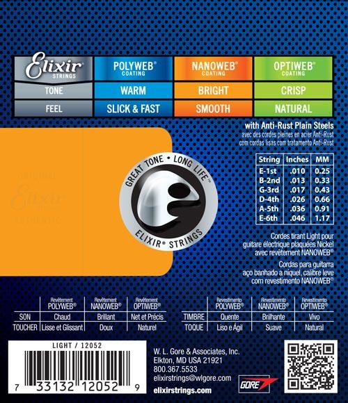 Elixir Nanoweb Nickel Plated Light Electric Guitar Strings - 10/46