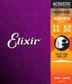 Elixir Nanoweb Phosphor Bronze Custom Light Acoustic Guitar Strings - 11/52