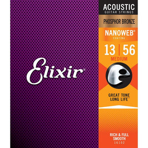Elixir Nanoweb 13/56 Phosphor Bronze Acoustic Strings
