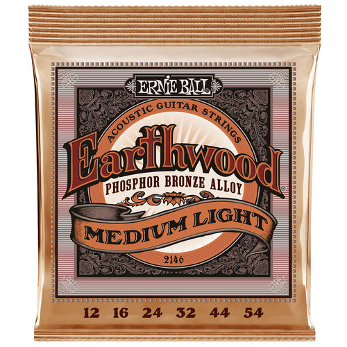 Ernie Ball 2146 Earthwood Phospher Bronze Acoustic Guitar Strings - Medium Light, 12/54