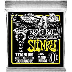 Ernie Ball 3127 Coated Titanium Beefy Slinky Electric Guitar Strings, 11-54