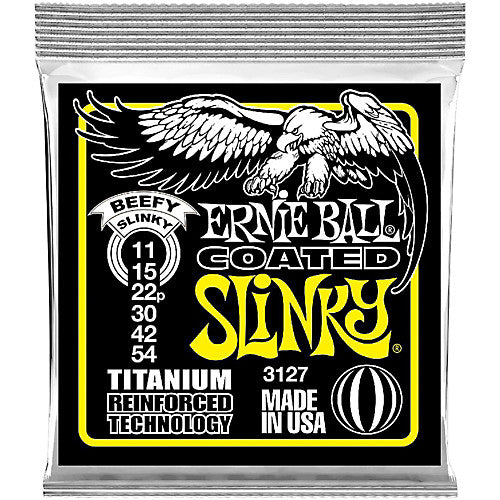 Ernie Ball 3127 Coated Titanium Beefy Slinky Electric Guitar Strings, 11-54