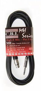 CBI MH Series Hi-Z 20 Guage Neutrik Female XLR to Male 1/4 Male - 20 Foot