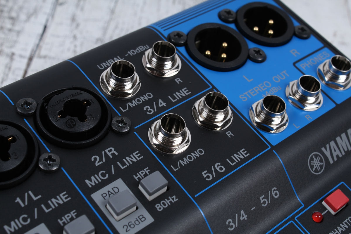 Yamaha MG06 Mixer 6 Channel Mixing Console 6 Input Compact Stereo Mixer MG