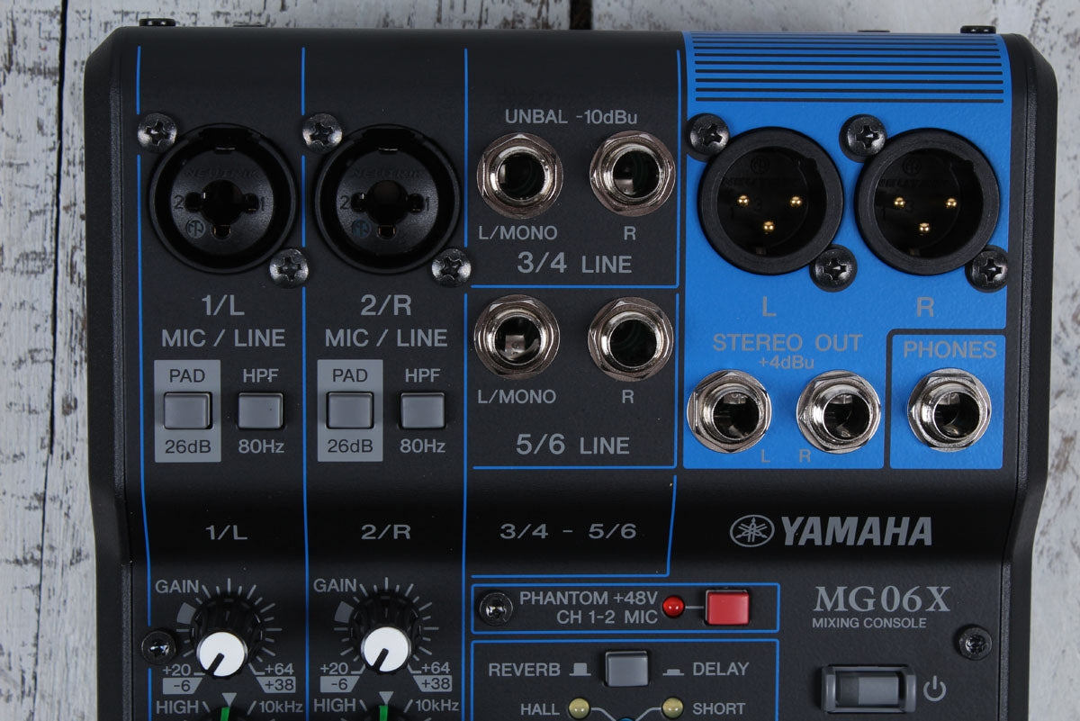Yamaha MG06X 6 Channel Compact Analog Mixer with 2 Mic Preamps & Digital Effects