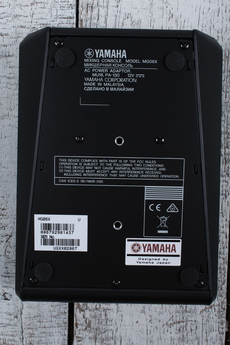 Yamaha MG06X 6 Channel Compact Analog Mixer with 2 Mic Preamps & Digital Effects