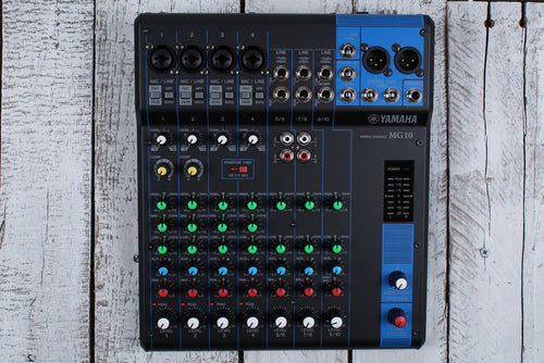 Yamaha MG10 10 Channel Analog Mixer w Phantom Power 4 Mic Preamps Mixing Console