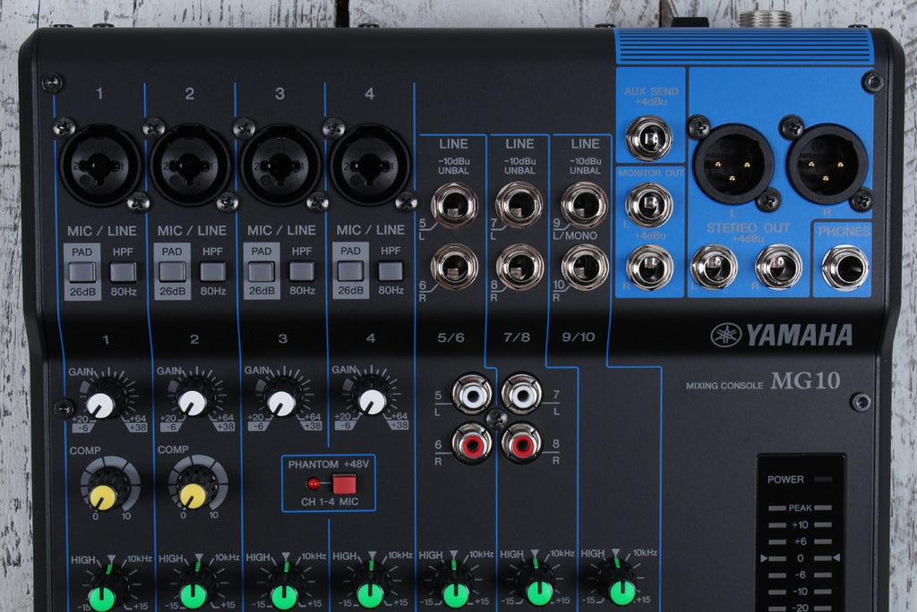 Yamaha MG10 10 Channel Analog Mixer w Phantom Power 4 Mic Preamps Mixing Console