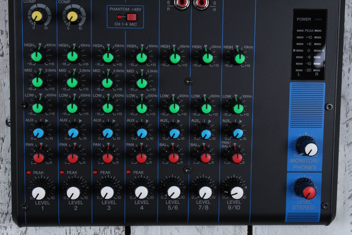 Yamaha MG10 10 Channel Analog Mixer w Phantom Power 4 Mic Preamps Mixing Console