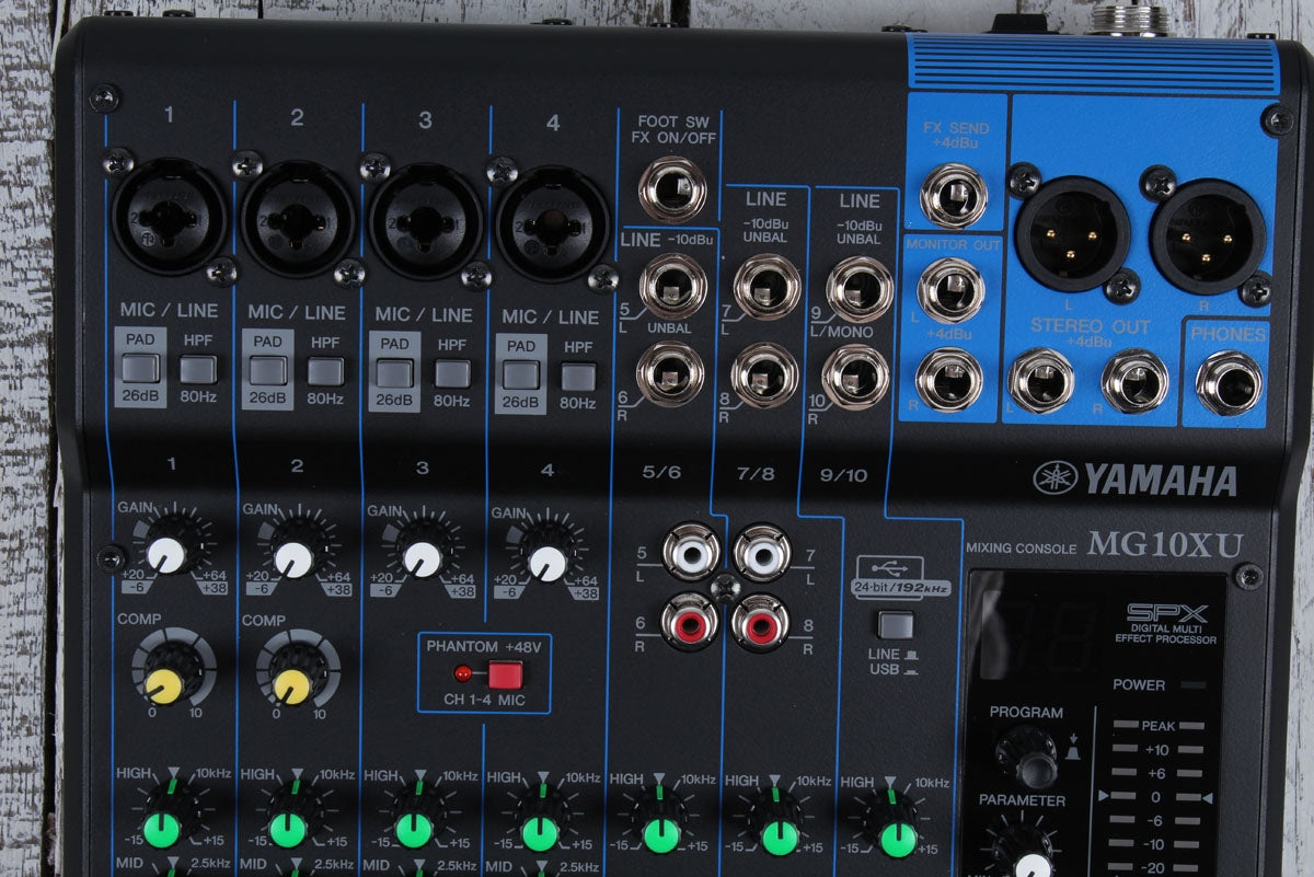 Yamaha MG10XU 10 Channel Mixer with USB Output and SPX Digital Effects 