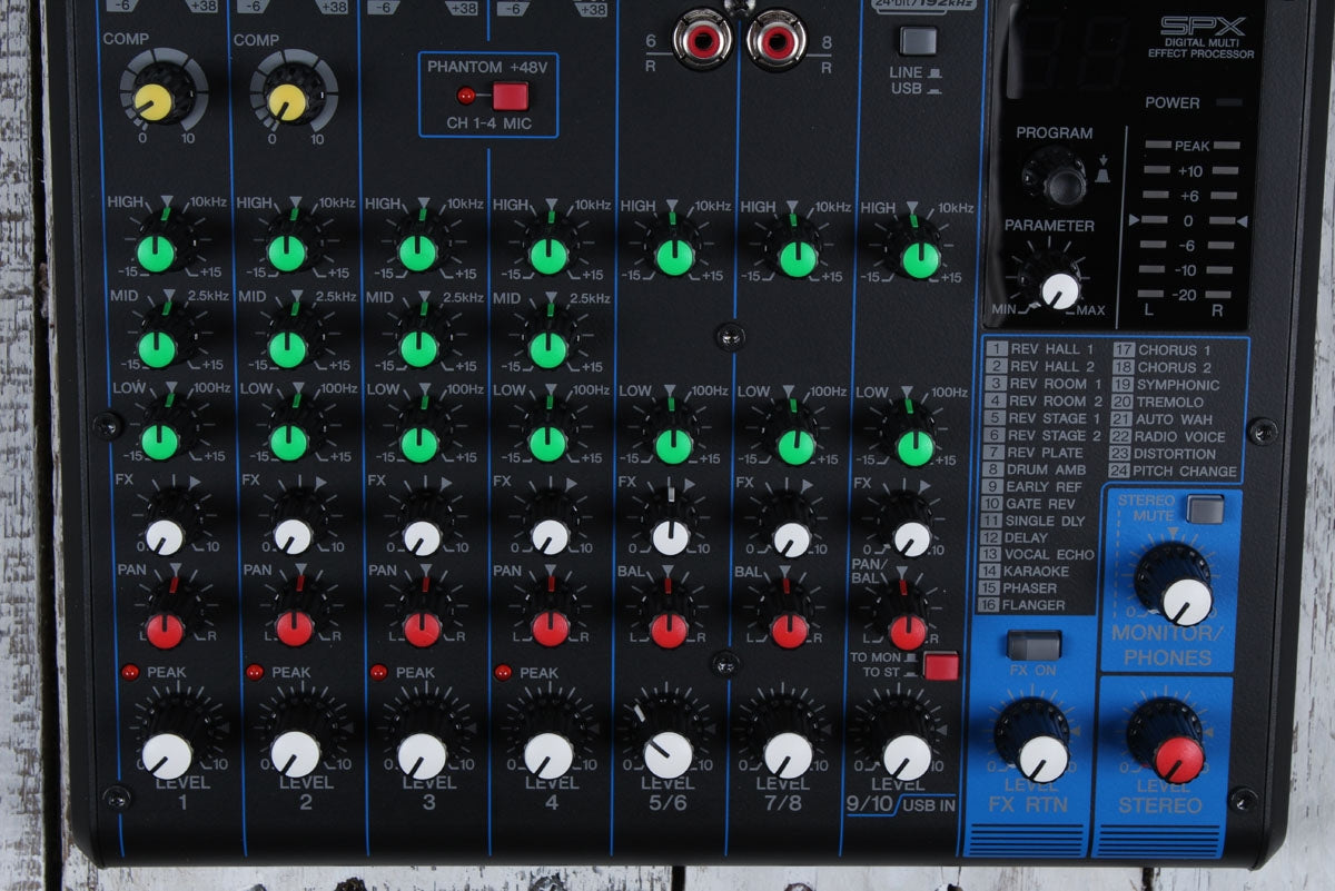 Yamaha MG10XU 10 Channel Analog Stereo Mixer 4 Mic Preamps USB and