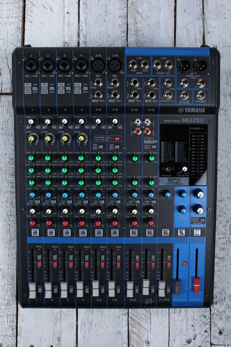 Yamaha MG12XU 12 Channel Analog Stereo Mixer w Internal Power Supply and Effects MG
