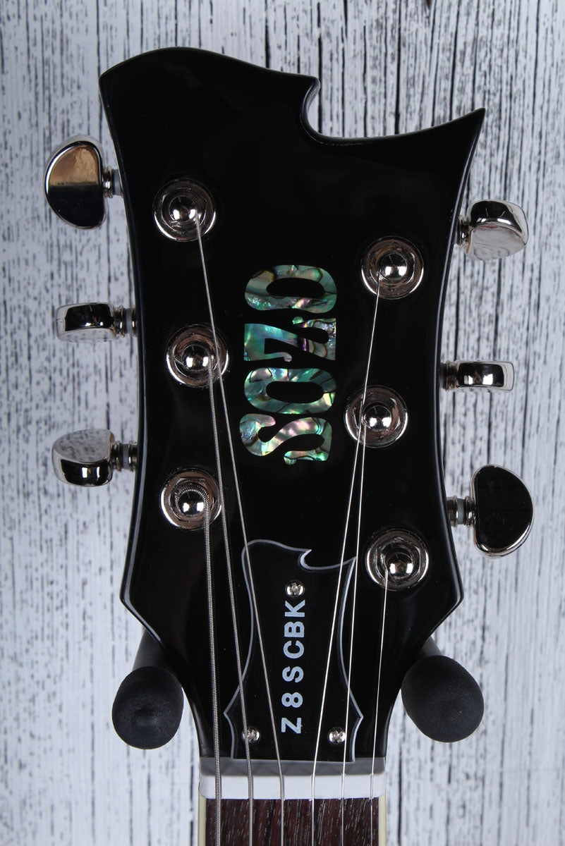 Sozo Z Series Z8SCBK Single Cut Solid Body Electric Guitar with Hardshell Case
