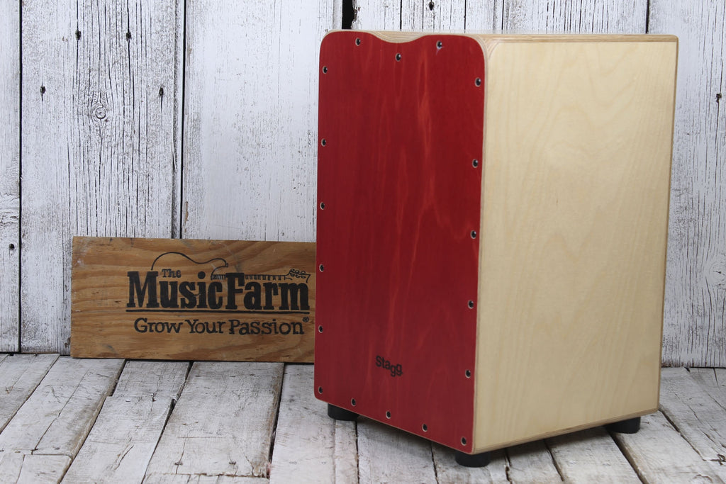 Stagg Standard Sized Birch Cajon Hand Drum Red Finish CAJ 50 M RD with Gig Bag