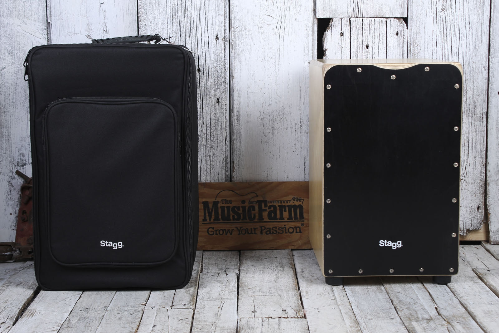 Stagg Birch Cajon Standard Sized Black Finish CAJ-50M BK with Padded Gig Bag