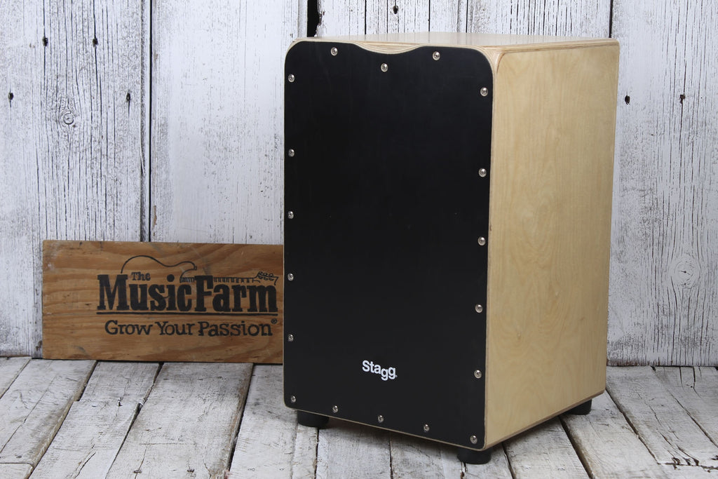 Stagg Birch Cajon Standard Sized Black Finish CAJ-50M BK with Padded Gig Bag