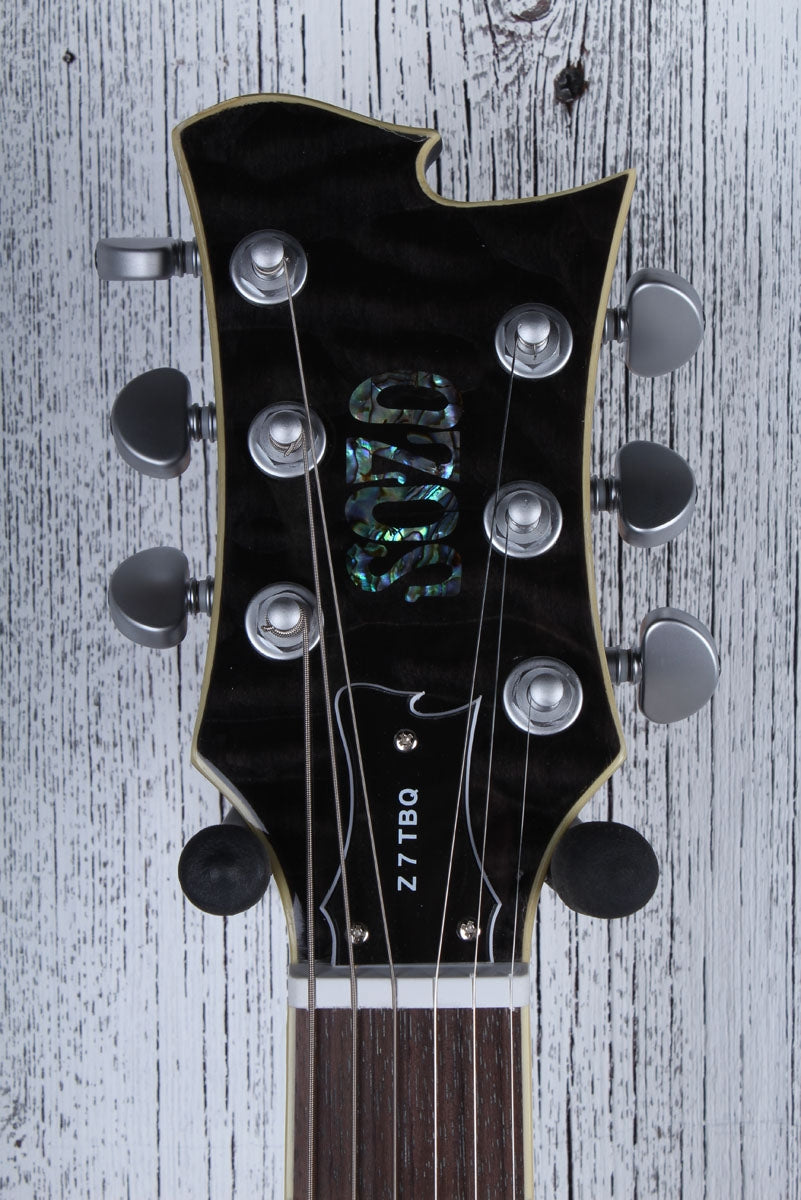 Sozo Z Series Z7TBQ Electric Guitar Trans Black Quilt Maple Top w Hardshell Case