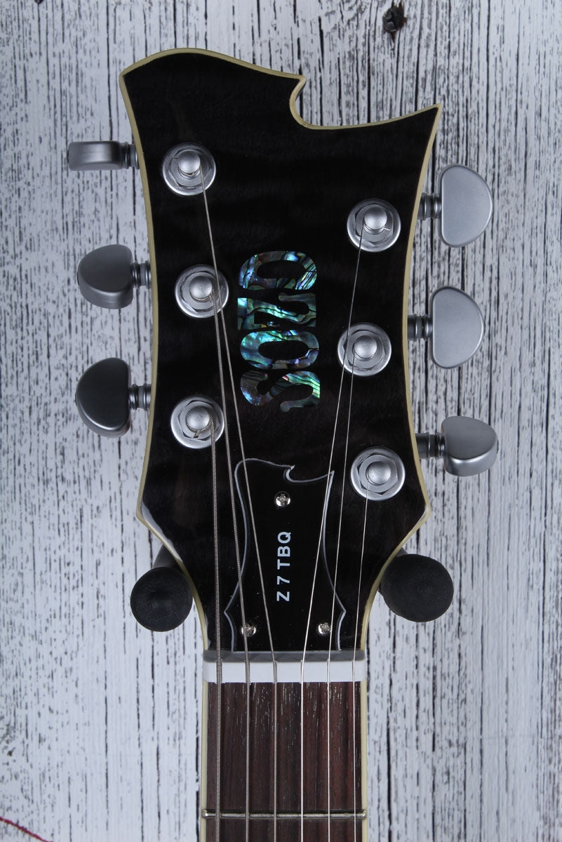 Sozo Z Series Z7TBQ Electric Guitar Trans Black Quilt Maple Top w Hardshell Case