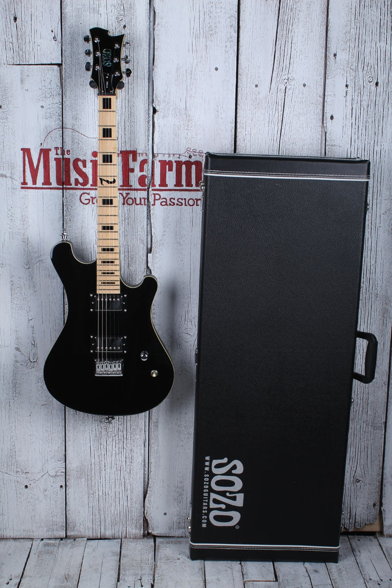 Sozo Z Series ZCBKV2 Double Cut Electric Guitar Classic Black w Hardshell Case