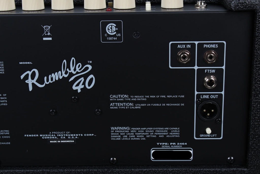 Fender® Rumble 40 Bass Electric Guitar Amplifier 40 Watt 1 x 10 Solid State Amp