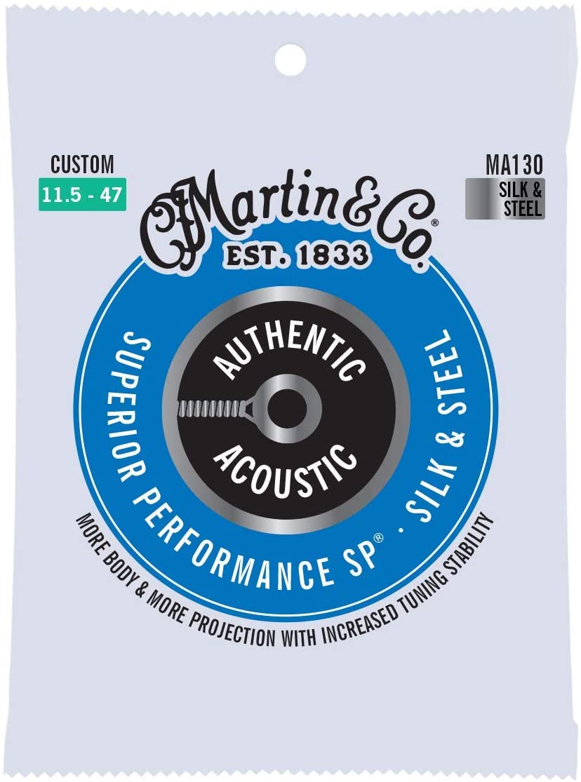 Martin MA130 Authentic Silk & Steel Acoustic Guitar Strings - Custom 11.5/47