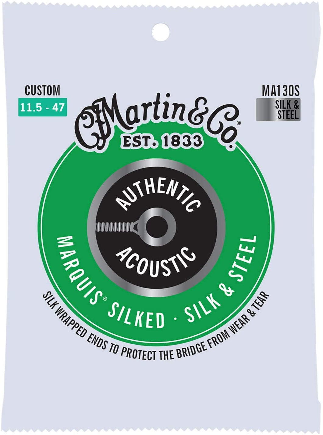 Martin MA130 Marquis Silked Silk & Steel Acoustic Guitar Strings - Custom 11.5/47