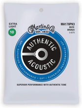 Load image into Gallery viewer, Martin MA170PK3 Authentic 80/20 Bronze Acoustic Guitar Strings - Extra Light - 3 Pack