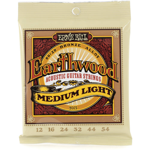 Ernie Ball 2003 Earthwood 80/20 Bronze Acoustic Guitar Strings - Medium Light, 12/54