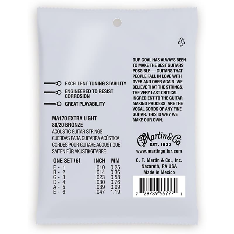 Martin MA170 Authentic 80/20 Bronze Acoustic Guitar Strings - Extra Light Secondary image