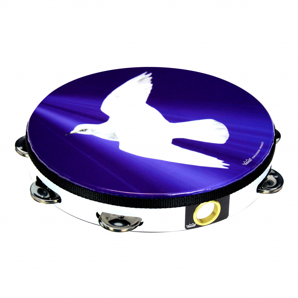 Remo 10" Praise Tambourine with 1 row of Jingles, Religious Dove finish Main image