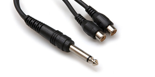 Hosa Technology YPR-103 Y Cable - 1/4 TS to Dual RCAF